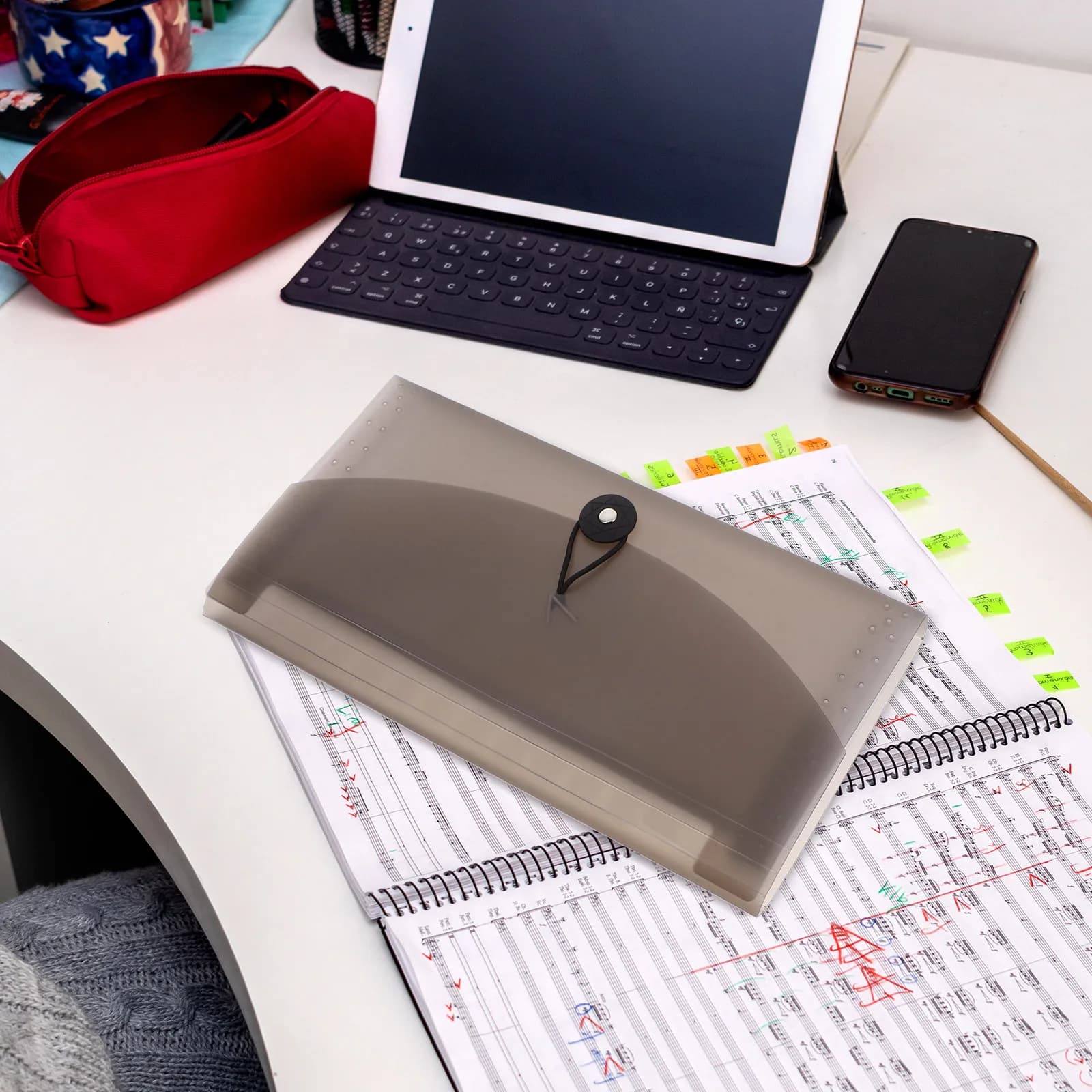 Organizzatore per Ricevute a Fisarmonica con 13 Tasche, Chiusura Elastica, Porta Documenti e Carte per Ufficio, Scuola e Casa