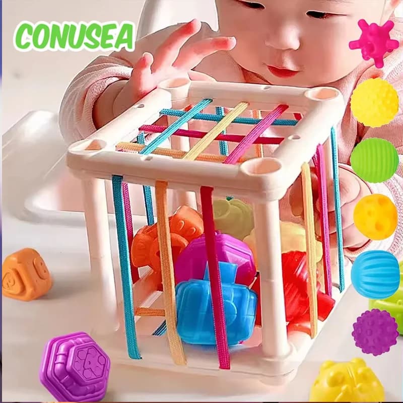 Giocattoli per bambini Montessori 18 mesi Sviluppo sensoriale Apprendimento Giocattoli educativi Blocchi colorati Gioco di smistamento per neonati