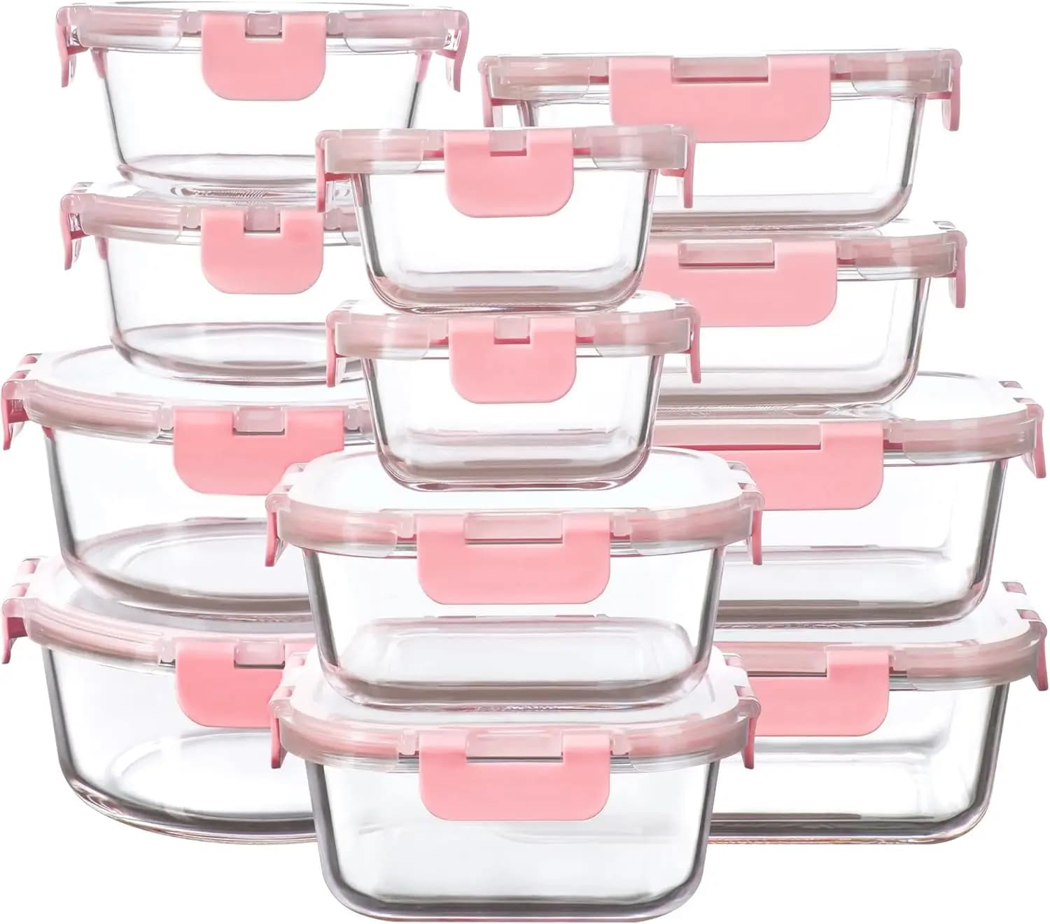 Set di 12 Contenitori in Vetro per Alimenti con Coperchi, Ermetici per Preparazione Pasti, Adatti per Lavastoviglie/Microonde/Forno/Congelatore