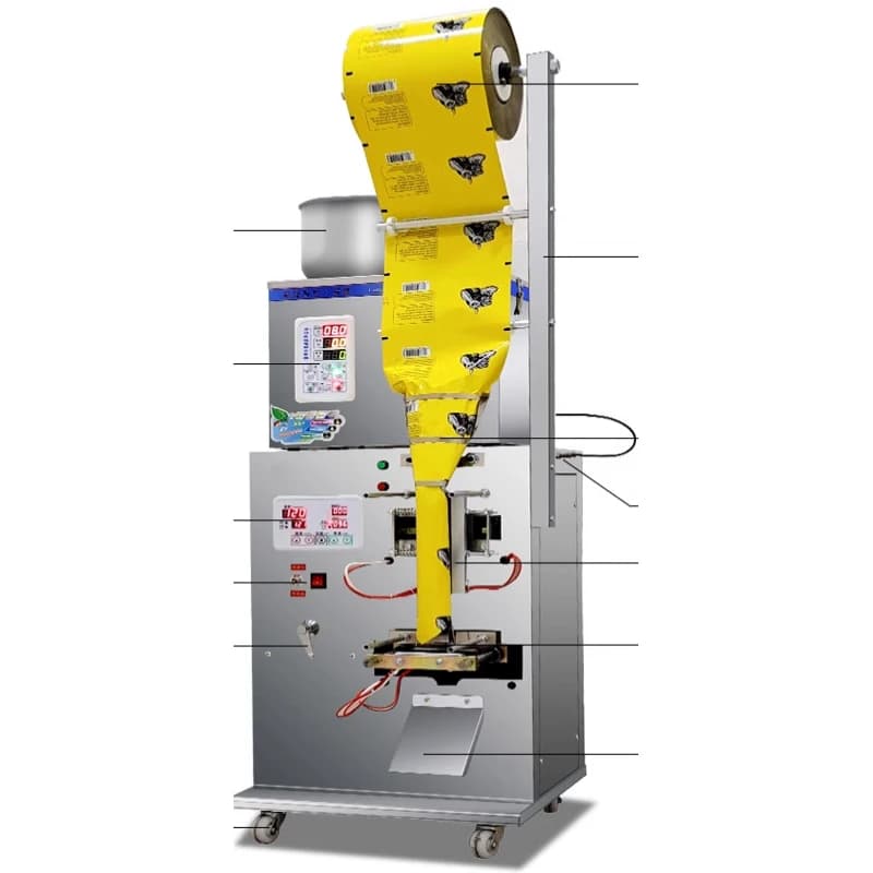 Customized Fully Automatic Back Sealing Granule Powder Dried Fruit Tea Herbs Grains Quantitative Bagged Tea Package Machine