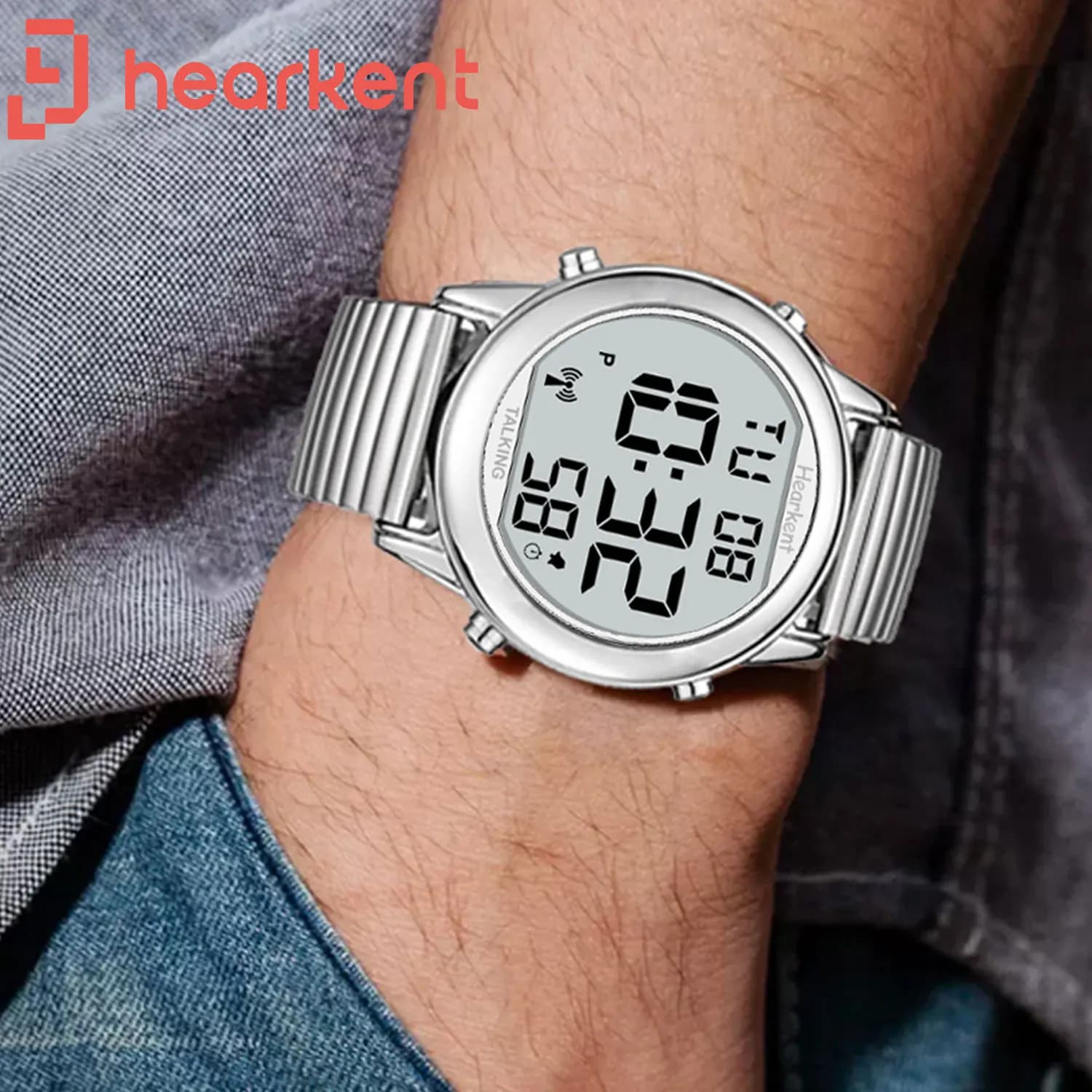 Orologio da uomo Hearkent per orologio parlante atomico cieco Orologio da polso per anziani radiocomandato tedesco/inglese con orologi da polso con allarme