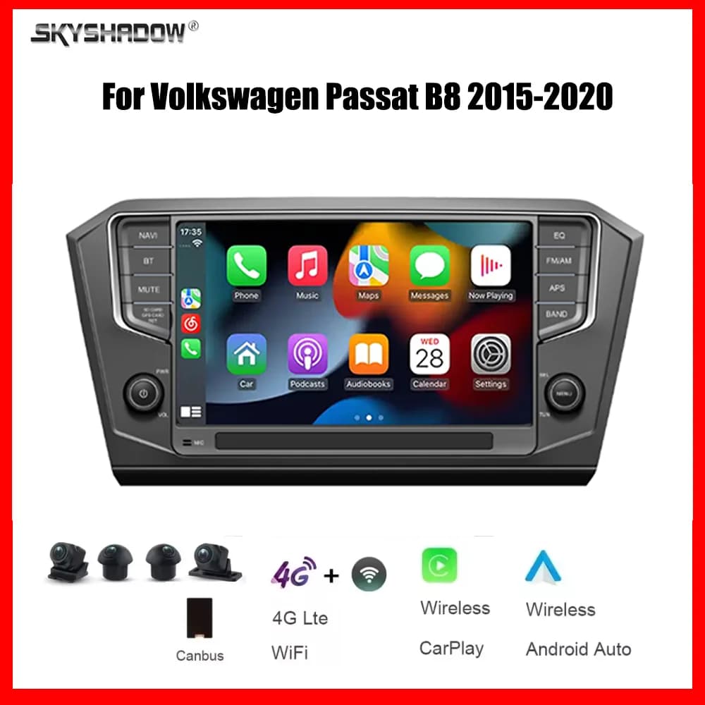 Autoradio multimediale per auto da 9 pollici con CarPlay, Android 8 Core, 12G+256G, Bluetooth, GPS, navigazione, per Volkswagen Passat B8 2015-2020
