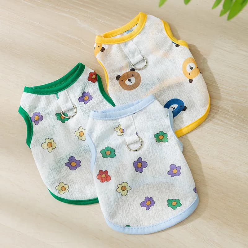 Breathable Mesh Harness Vest for Small Dogs Cute All over Print Dog Apparel Trendy Pet Coat for Bichon Teddy Pomeranian