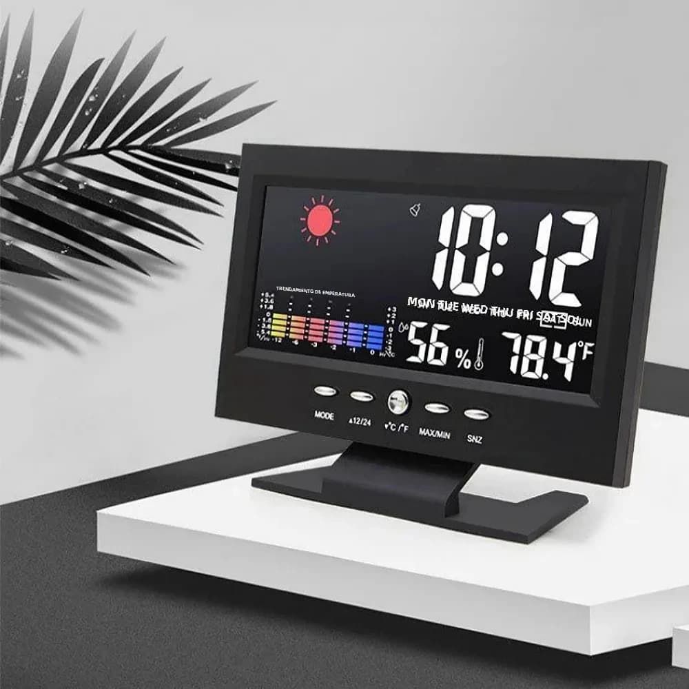Multi-functional Weather Station Clock with Digital LCD Display Thermometer Hygrometer Calendar Temperature and Humidity Meter