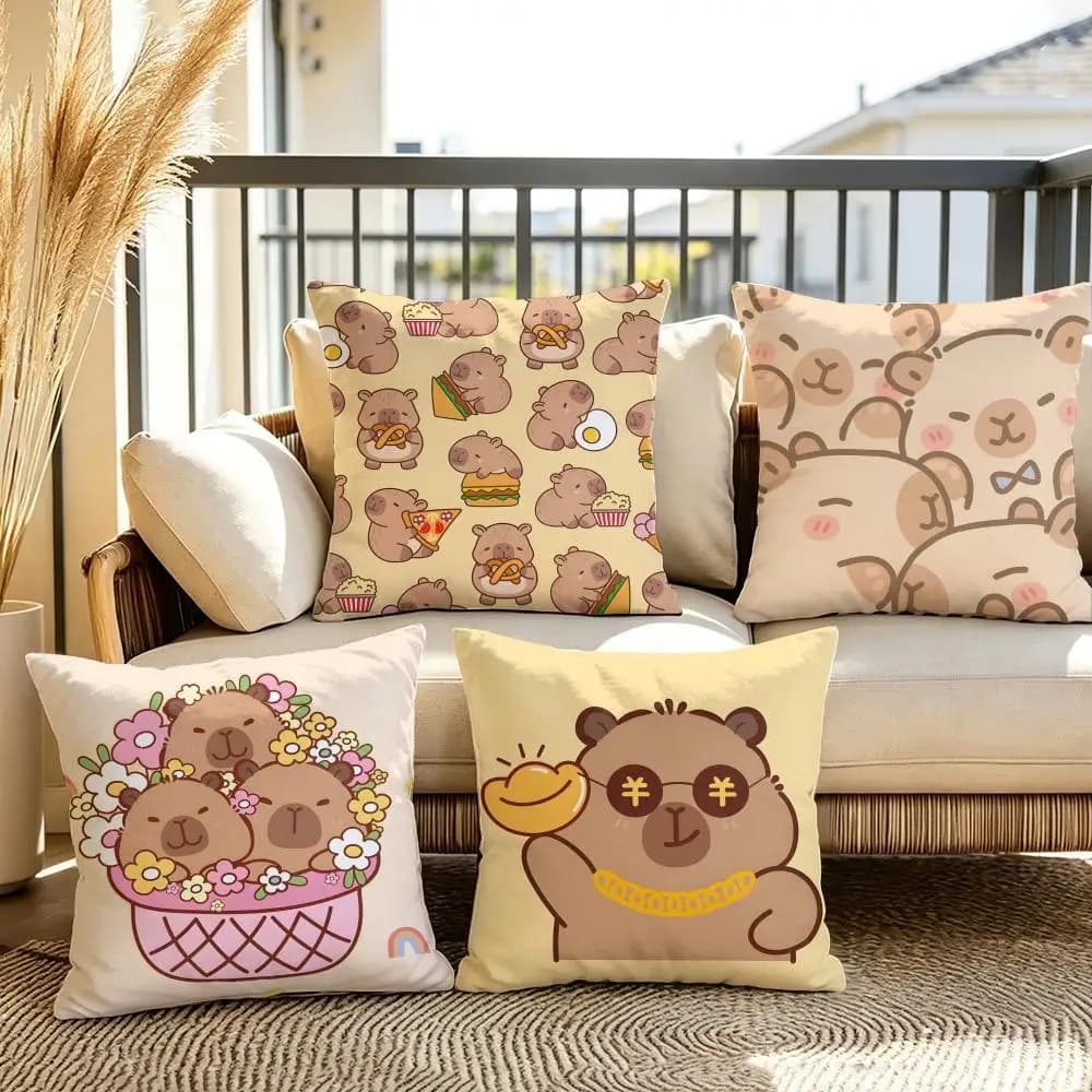 Fodera per cuscino Caybara Fashion in lino estivo, federa in tessuto organico, stampa fronte-retro, per divano e decorazioni per la casa