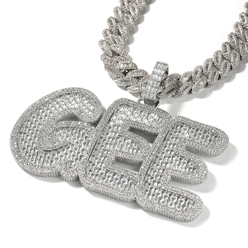 Collane con ciondoli con nome personalizzato con lettere grandi per uomo Hip Hop CZ Stone Bling Iced Out Rapper Gioielli Colore oro rosa argento