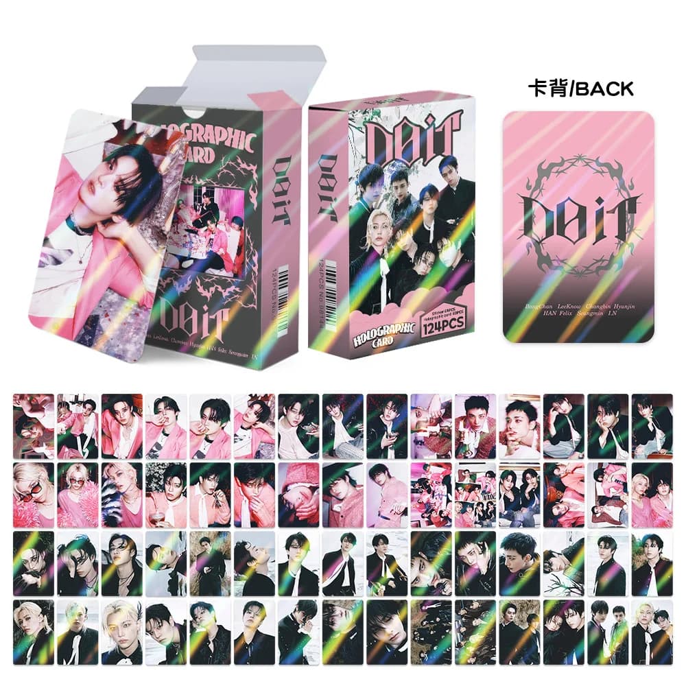 Stray Kids Nuovo album DO IT Carte laser 124 pezzi disponibili Cartoline fotografiche LOMO fronte-retro Adesivi stella Fan Carte da collezione natalizie
