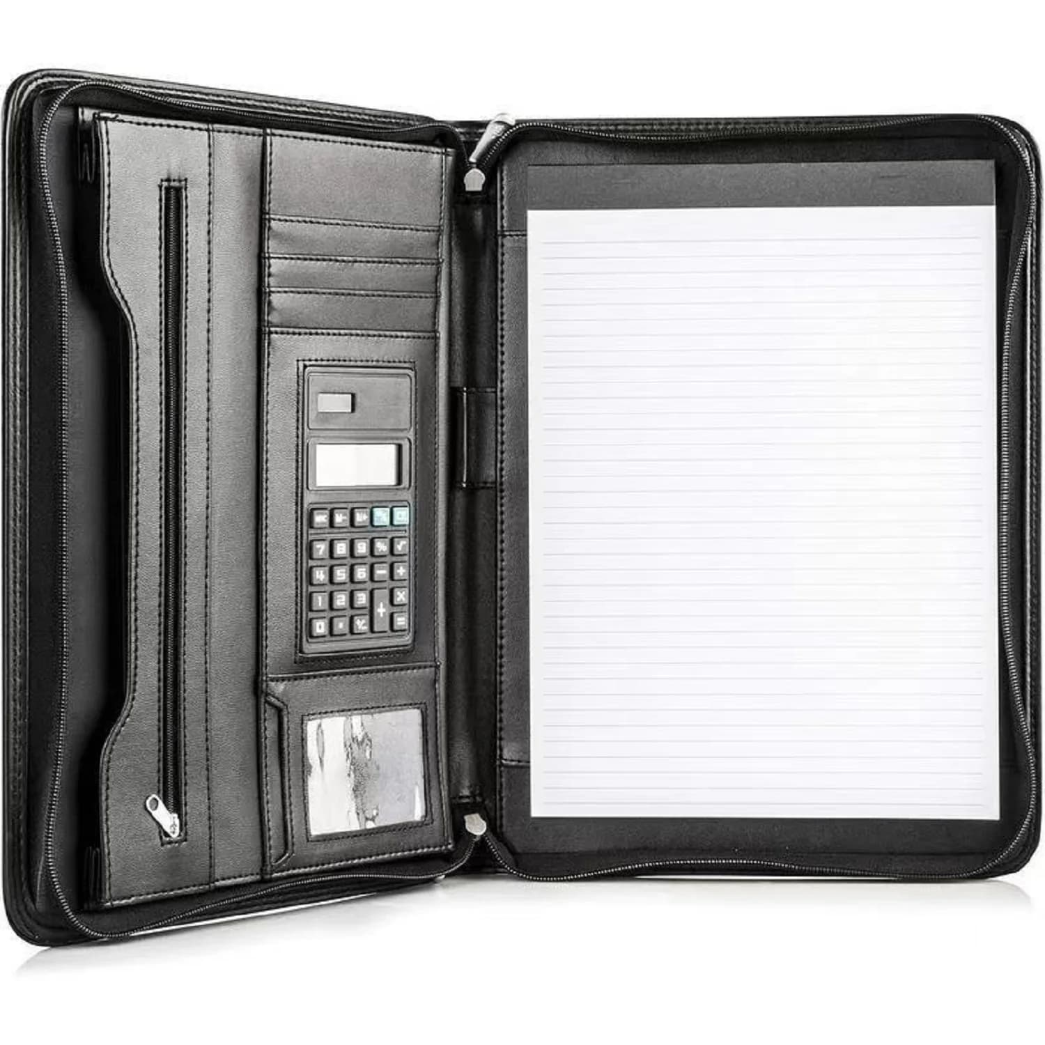 Makeasy Business Portfolio with Zipper Padfolio Smartest Protective Tablet Sleeve Presentation Calculator Card Storage Memo Pad