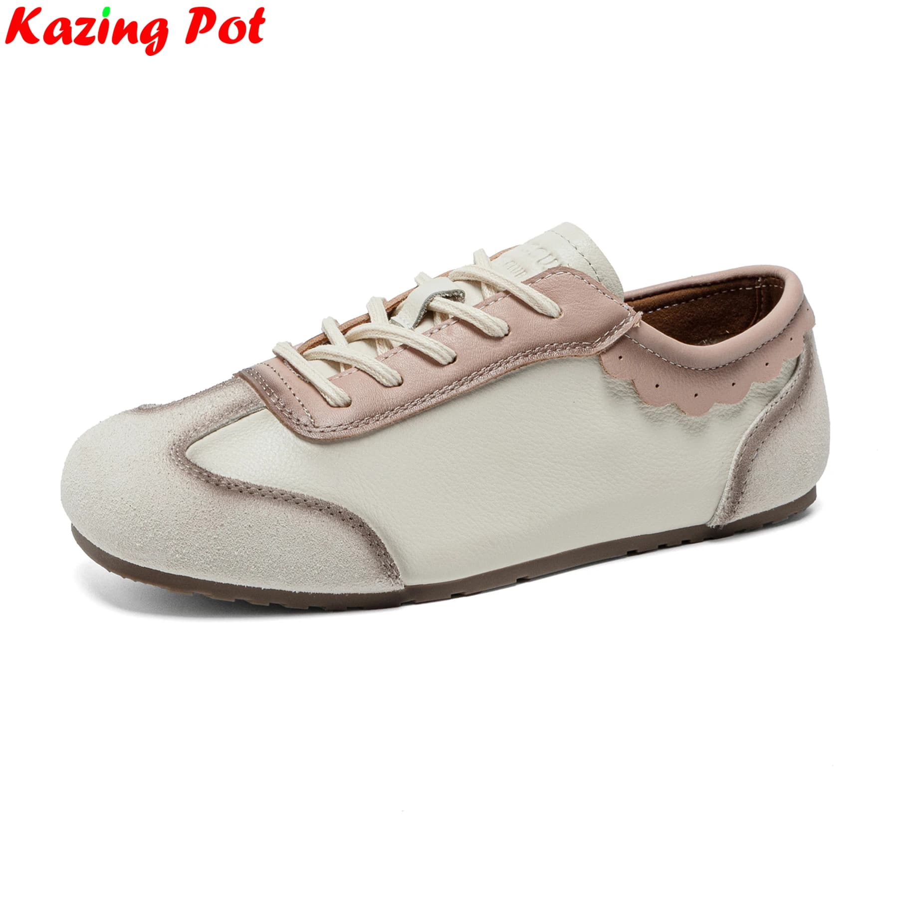 Cow Skin Ruffles Patwork Oxford Shoes Lace Up Modern Loafers Dating Office Lady Brand Sweet Vacation Casual Catwalk Women Flats