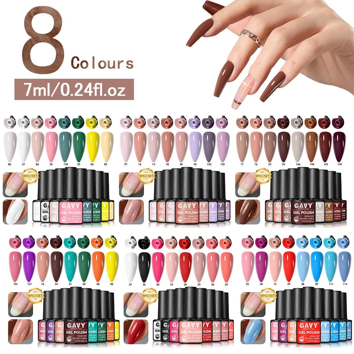 Set di smalti gel per unghie dal tono mutato, 8 pezzi, gel per unghie dai toni viola/rosa/grigio morbidi, finitura lucida a lunga durata per un look estetico e minimalista