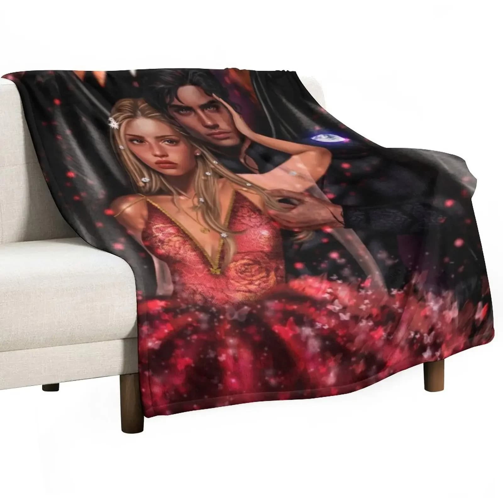 Elain Archeron e Azriel The Shadowsinger di Acotar coperta da tiro coperta trapuntata Plaid sul divano