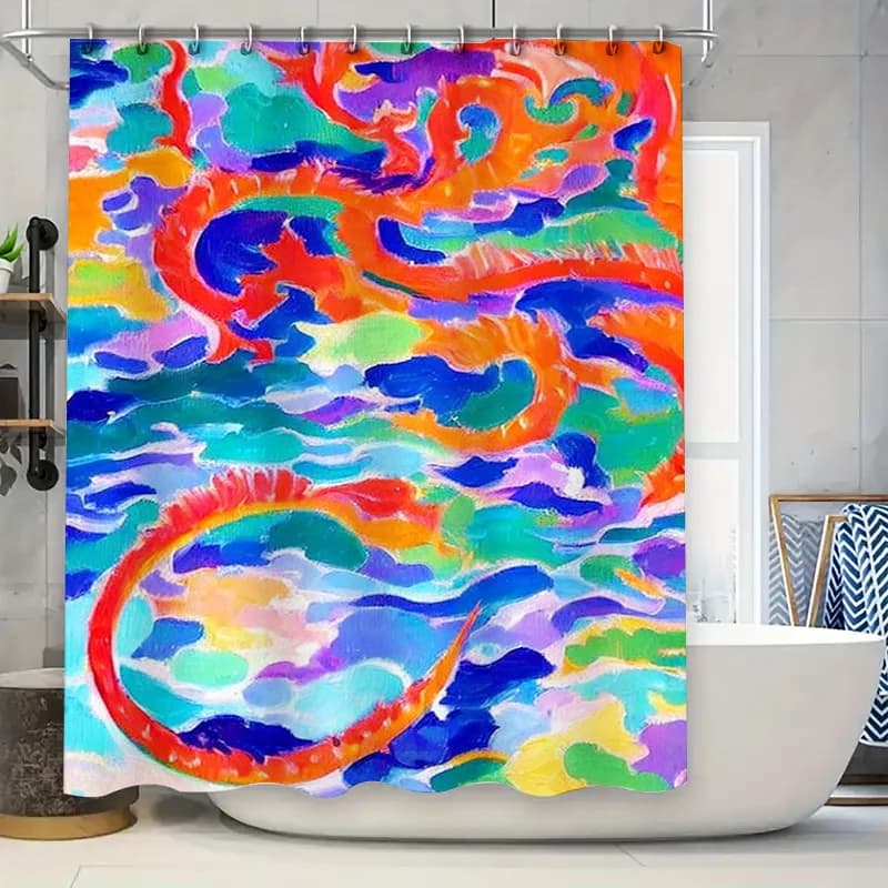 Tenda da doccia vibrante per vasca da bagno, stampa acquerello colorata, perfetta per la decorazione domestica