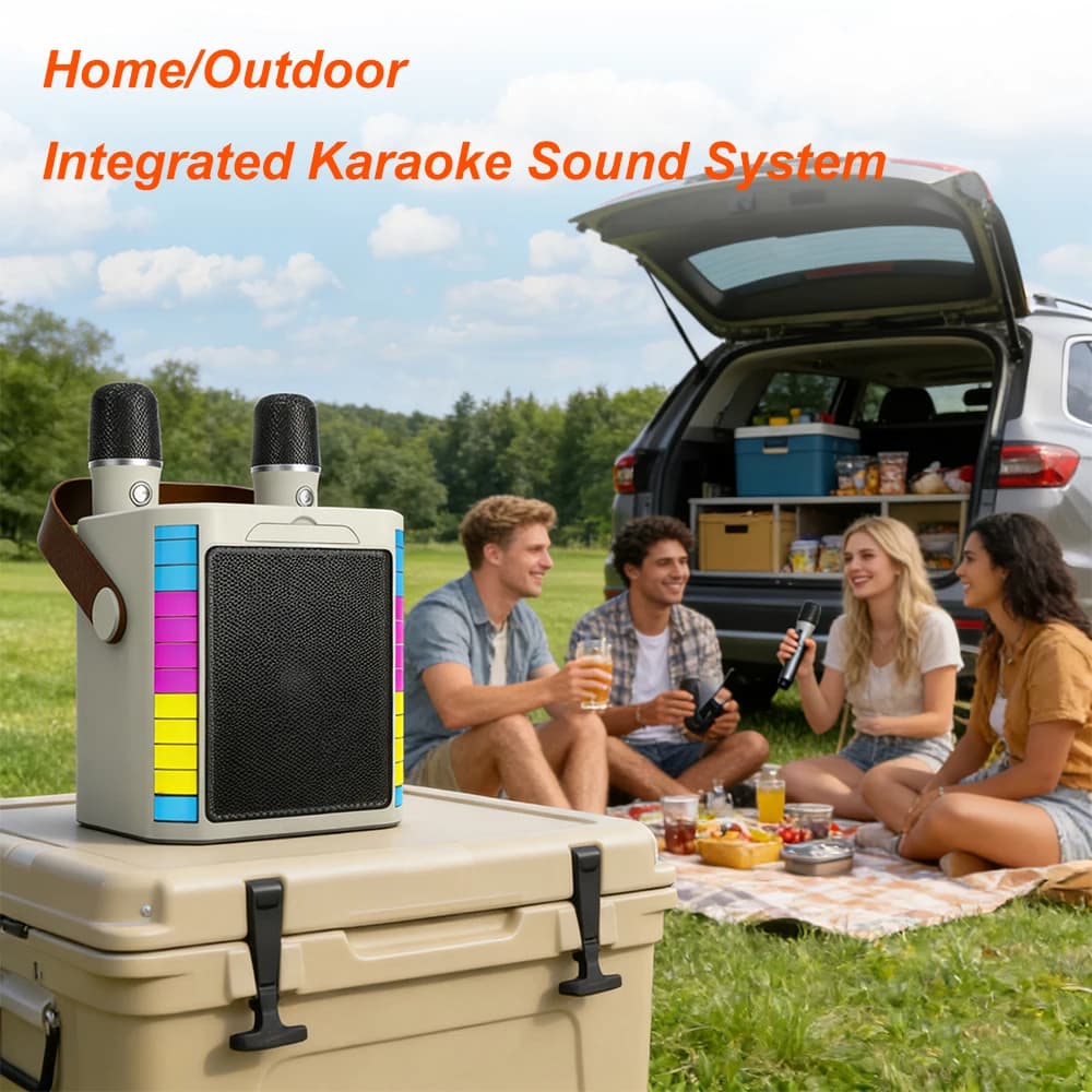 Altoparlante portatile Bluetooth wireless per karaoke, audio ad alta potenza per esterni con microfono e subwoofer, portatile