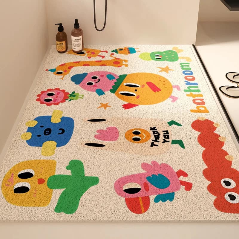 Tappetino Antiscivolo in Seta per Bagno, Tappeto Speciale con Fori per Drenaggio per Doccia, Tappetino Antiscivolo per Bambini per WC