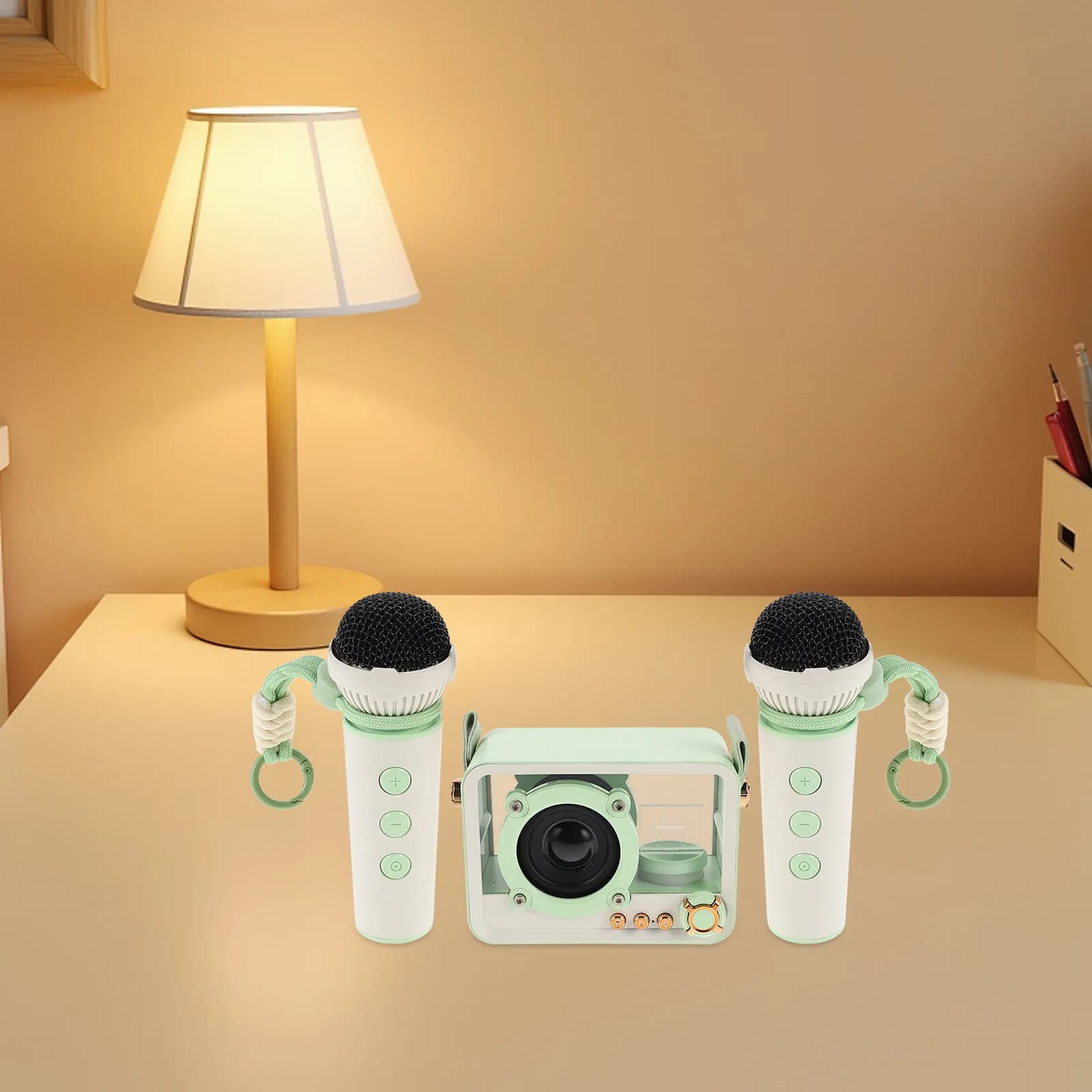 Set Karaoke con Altoparlante e Microfono Integrato, Mini Macchina Karaoke Portatile, Microfono Wireless per Feste in Casa e Canto all'Aperto