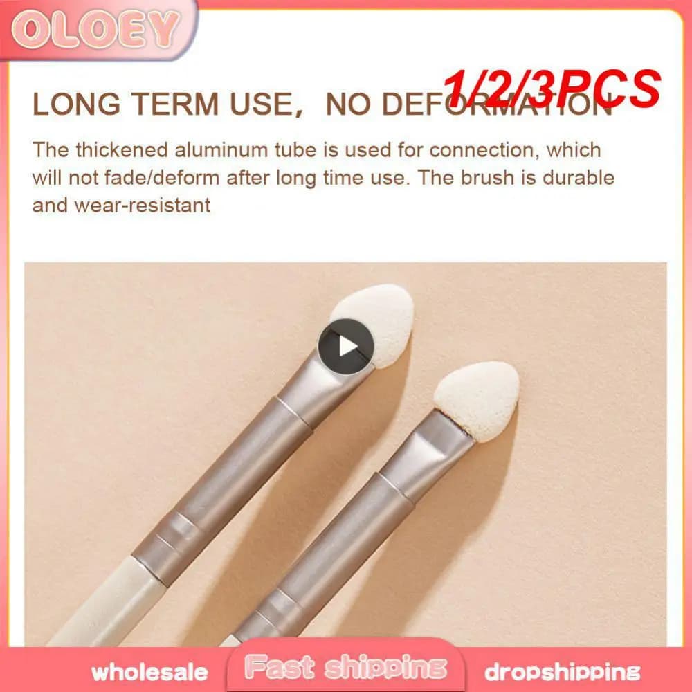 1/2/3PCS Portable Shade Brush Stick Dual Sided Sponge Nylon Eyeliner applicator for eyebrow cosmetic tool sends two replacement