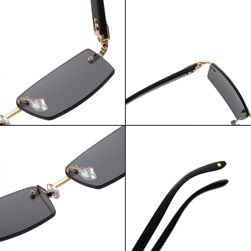 Trendy UV400 Gradient Punk Sunglasses Fashion Shades Driving Sun Glasses Rimless Rectangle Sunglasses