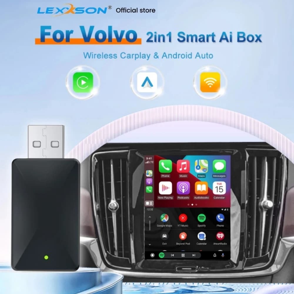 Android Car Wireless Apple Carplay Adapter 2 in1 Smart Dongle Play & Plug 5G WIFI for Volvo XC90 S90 V90 S60 V60 XC40 C40