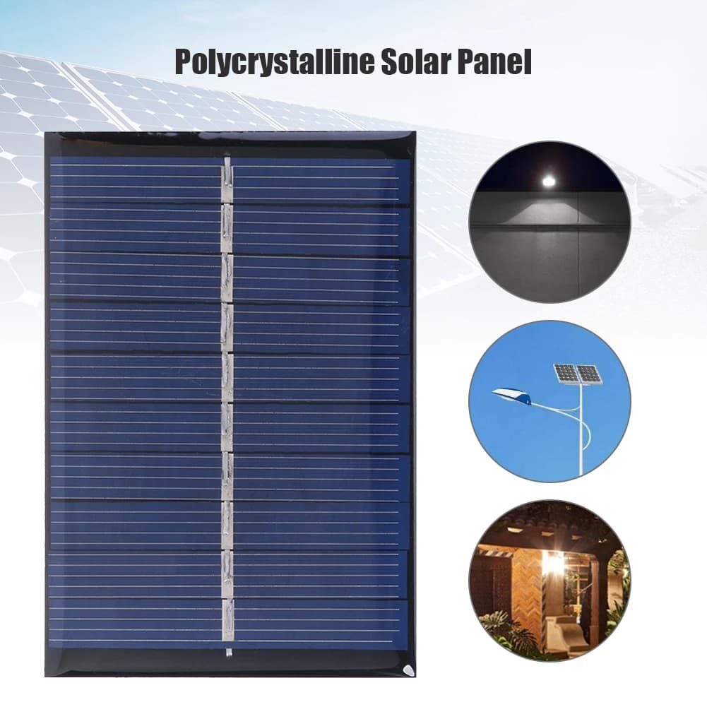 Mini Pannello Solare Fai-da-Te 0.6W 5V 120mA, Caricatore per Casa e Esterni, per Cellulari, Cortili, Piccole Abitazioni, Illuminazione