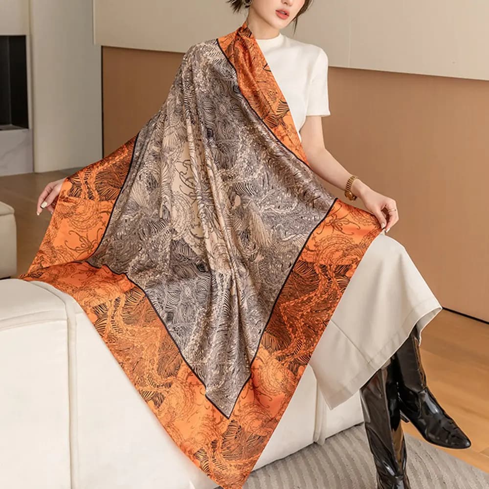 Nuova Estate Grande 110 centimetri Sciarpe Quadrate Delle Donne di Modo Sciarpa di Seta Foulard 45 pollici Ufficio Scialle Delle Signore Bandana Hijab Musulmano