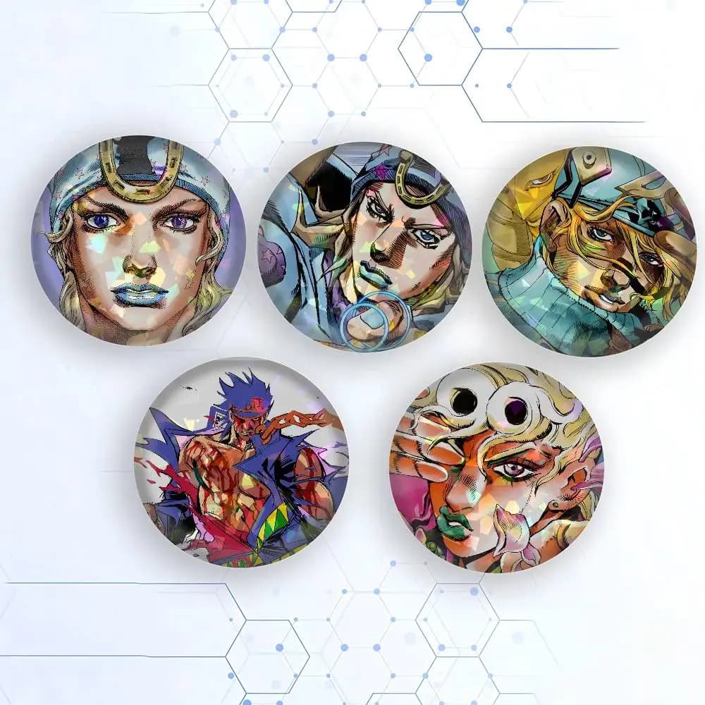 Spille Jojo per Zaini, Accessori Manga, Icone, Spille Rotonde Cartoon per Vestiti, Decorazioni per Borse, Regali