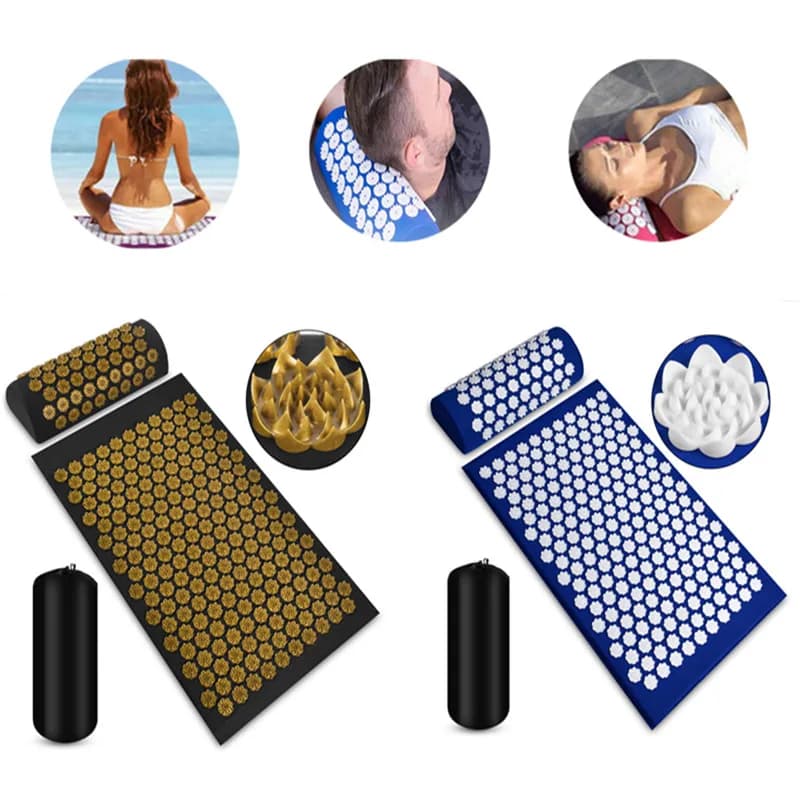 Set di 3 Cuscini per Massaggio Testa, Collo, Schiena e Piedi, Tappetino per Agopressione, Tappetino Yoga con Punte, Cuscinetto Anti-stress per Agopuntura, Massaggiatore con Aghi