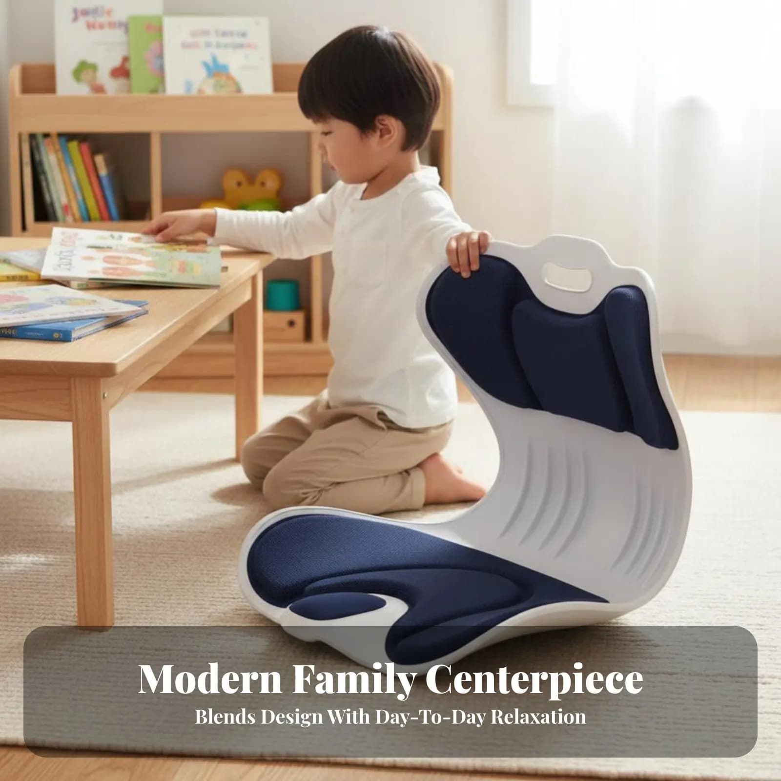 Poltrona ergonomica per bambini con cuscino confortevole e regolabile, ideale per neonati, da usare sul letto o in sala giochi