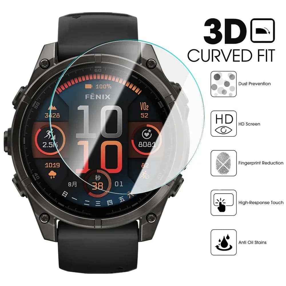 Pellicola Protettiva in Vetro Temperato HD per Garmin Forerunner 970 965 570 965 165 55 Active 6 5, Protezione Schermo per Fenix 8 Tactix 8 Quatix 8