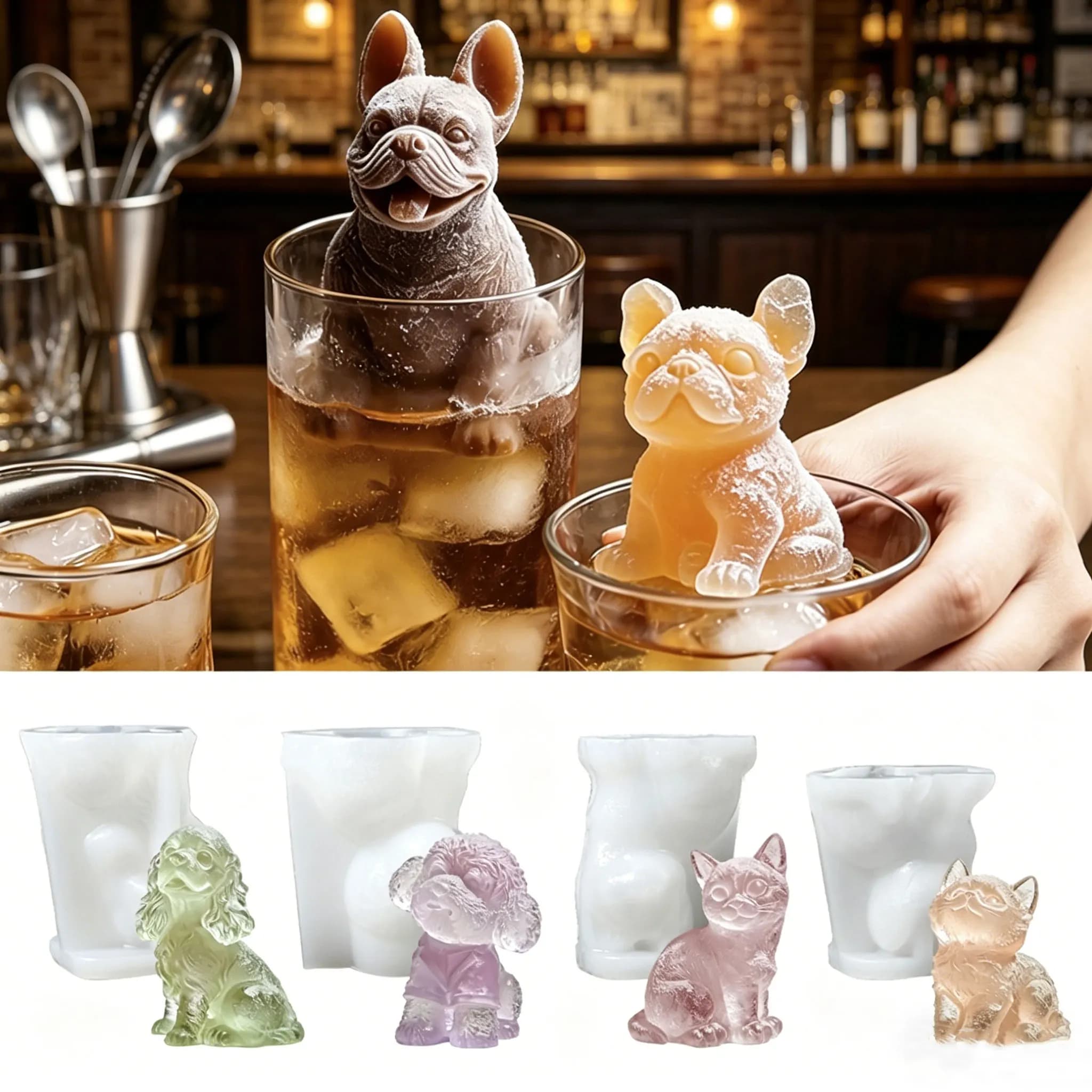 Stampo in Silicone 3D per Candele a Forma di Animale, Gatto e Cane, per Candele Aromaterapiche, Decorazioni, Artigianato e Progetti Artistici