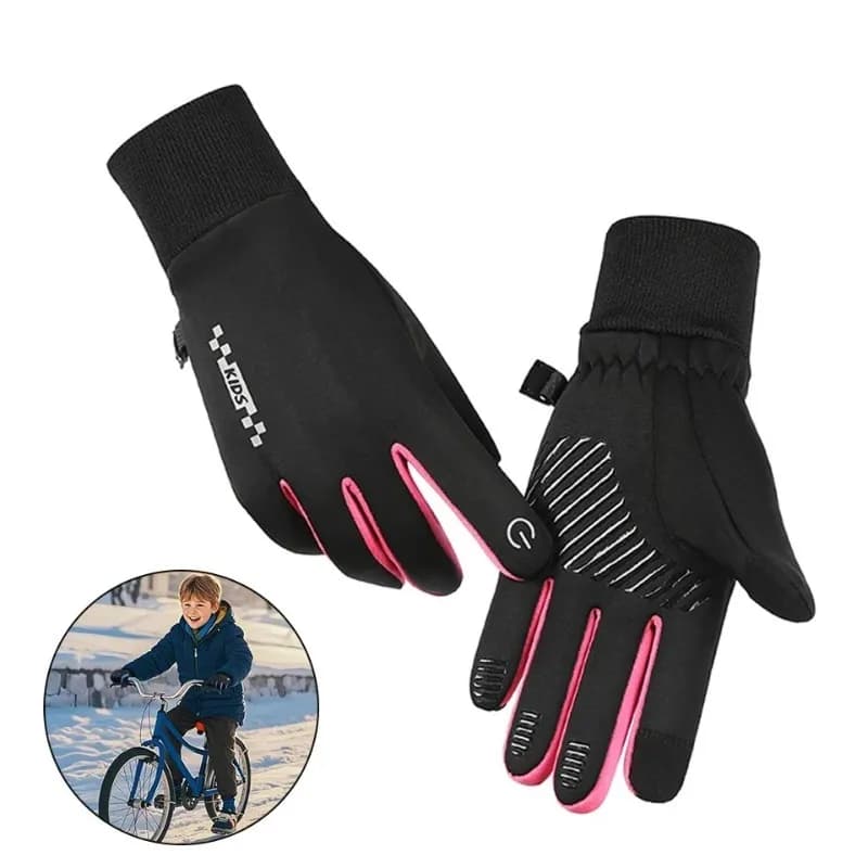 Guanti Invernali per Bambini Imbottiti Caldi Antivento per Ciclismo Touch Screen Antiscivolo Impermeabili da Sci per Sport all'Aperto