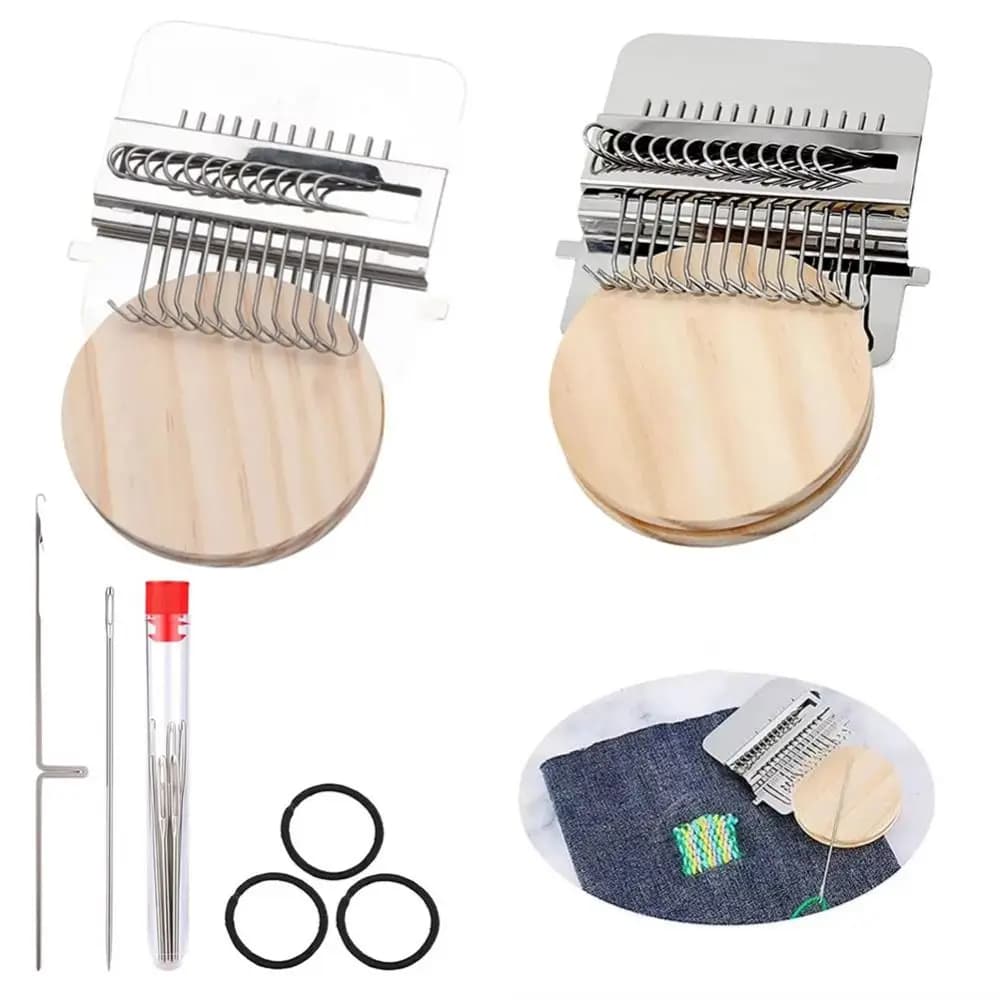 Wooden Frame Mini Loom Machine 12/14 Hook Metal Tool Darning Machine Small Frame Mini Size Small Looms Weaving Tool Home Use
