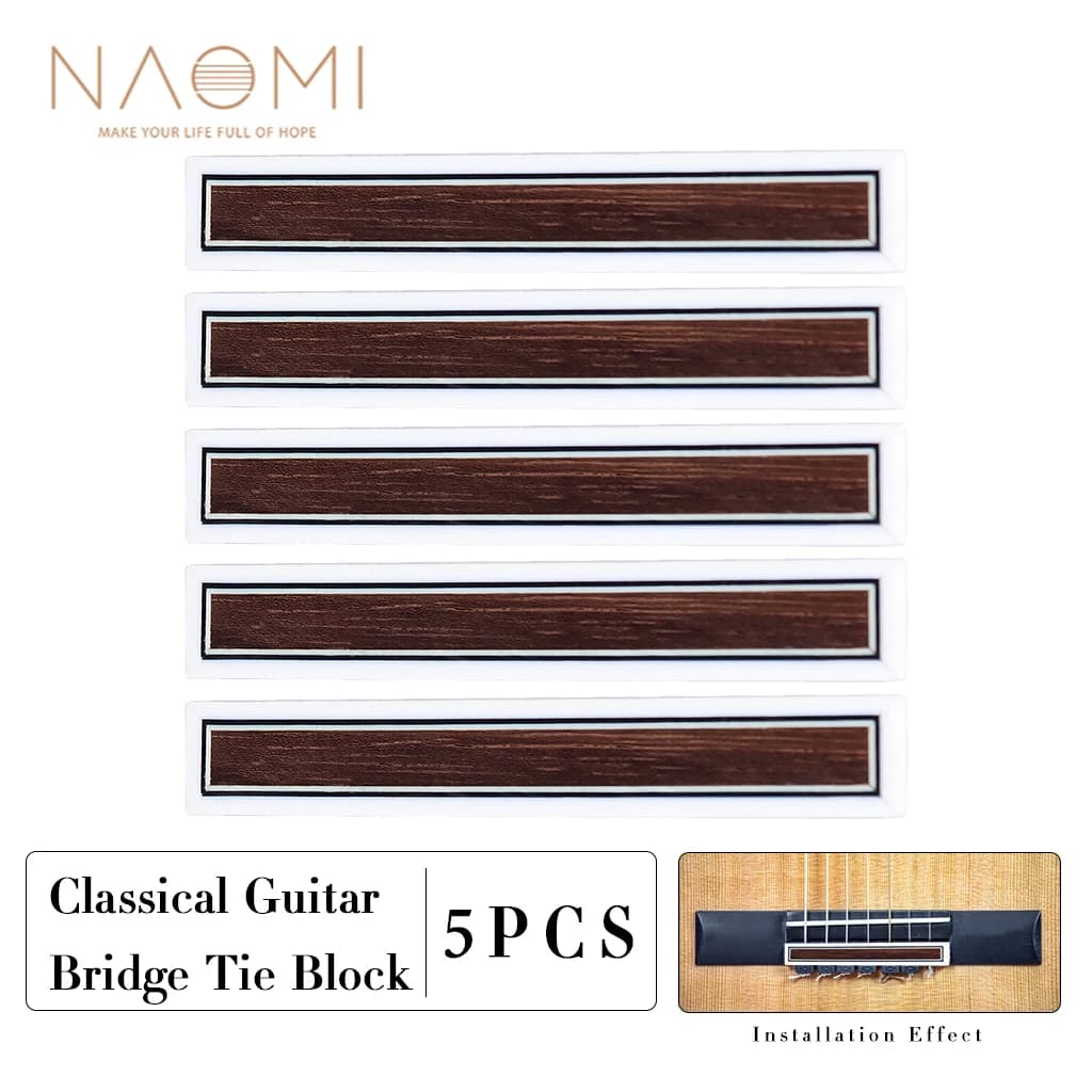 5PCS Cravatte per corde per chitarra classica Blocco intarsio Ponte per chitarra in legno Palissandro Accessori per cravatte per chitarra classica Flamenco fai-da-te