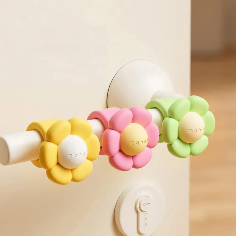 1/3 Pezzi Tampone Protettivo Floreale in Silicone per Maniglia Porta, Anti-collisione, Protezione Parete 95