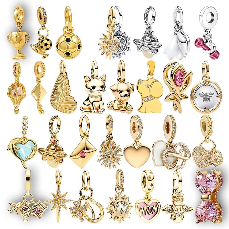 Original Charm Beads,Sparkling Mortarboard Dangle&Football Dangle&Trophy Dangle Charm Bead Fit Pendant Bracelet Women Jewelry