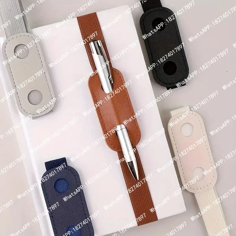 50pcs Adjustable Elastic Band Pen Holder PU Leather Pen Sleeve Pouch Journal Diary Notebook Pencil Holder Detachable