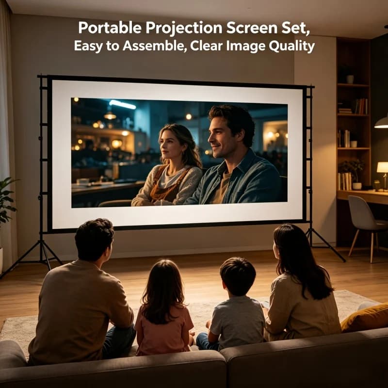 Schermo per proiettore con supporto 16:9, schermo di proiezione 4K HD, doppio treppiede per home theater, uso esterno e interno