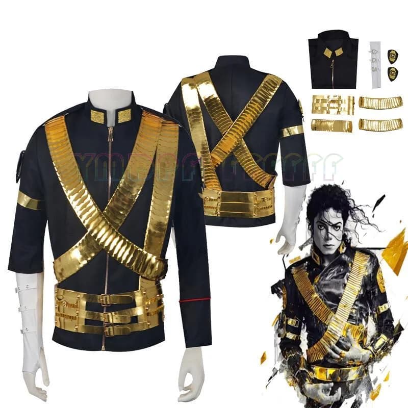 Salute to Michael Jackson costume punk dance imitation Halloween role-playing costume gold belt Halloween Easter cosplay fantasy
