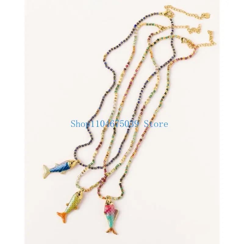 5ASD inossidabile fascino in acciaio inossidabile Clavicle Chain Necclana Pesce Collana colorato a corda a sospensione Fashion