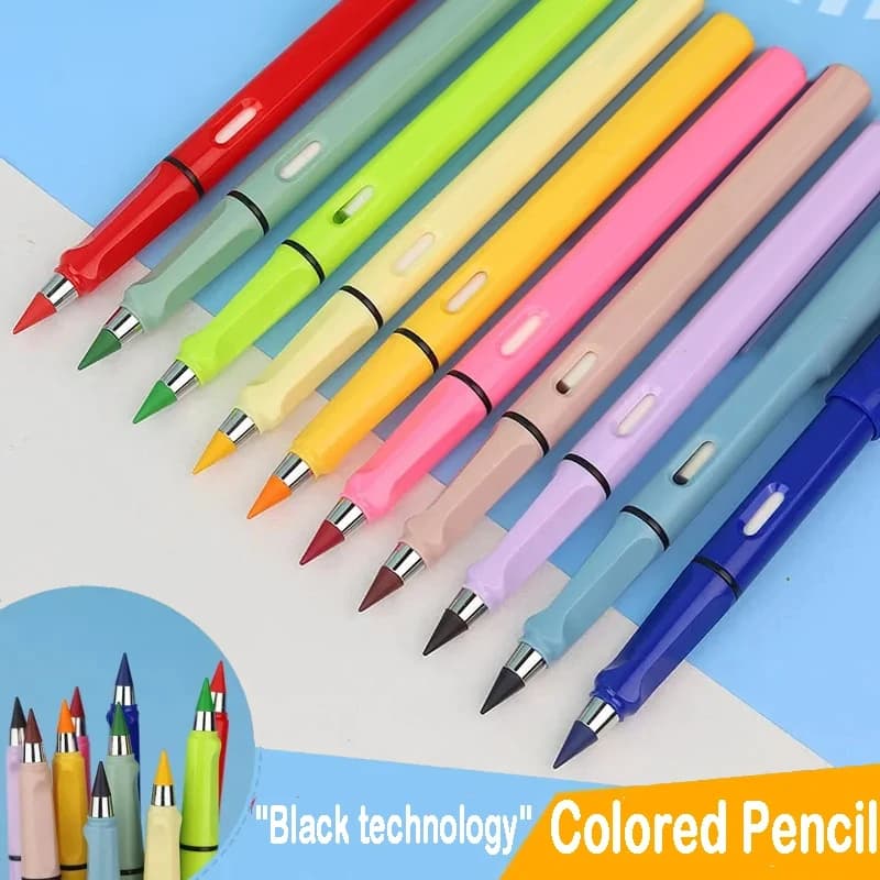 12 colori/set matite eterne senza inchiostro matita infinita per bambini schizzo artistico penna da disegno a colori materiale scolastico per bambini cancelleria
