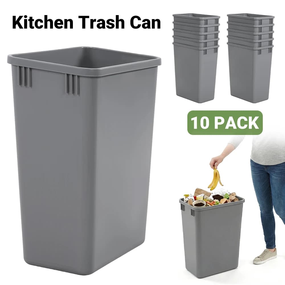 Set di 10 Contenitori per Rifiuti da 35 QT Facili da Pulire, Bidone Estraibile per Cucina 14x18x9 Pollici, per Bagno, Lavanderia, Soggiorno, Casa e Ufficio