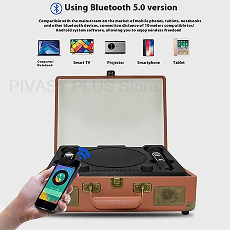 Altoparlante Bluetooth da 45 W 4000 mAh Sound Box 3-4 ore di riproduzione Audio con 2 microfoni wireless per macchina Karaoke Festa all'aperto Campeggio a casa