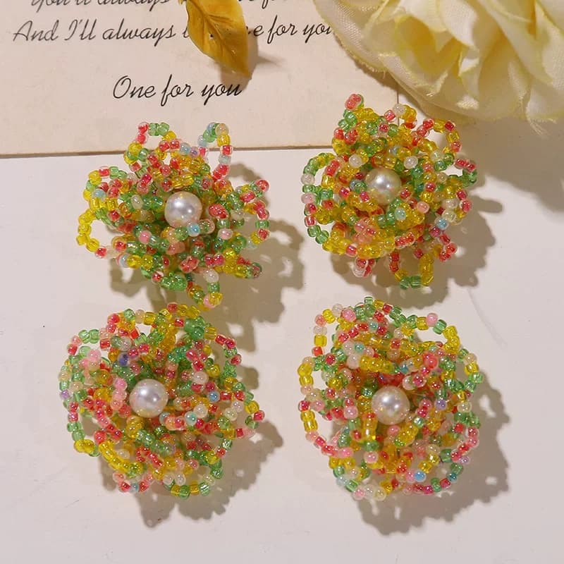 10pcs Handmade Rice Bead Pearl Flower Cluster Patches,DIY Clothes shoes,bags,hairpin accessories parches bordados