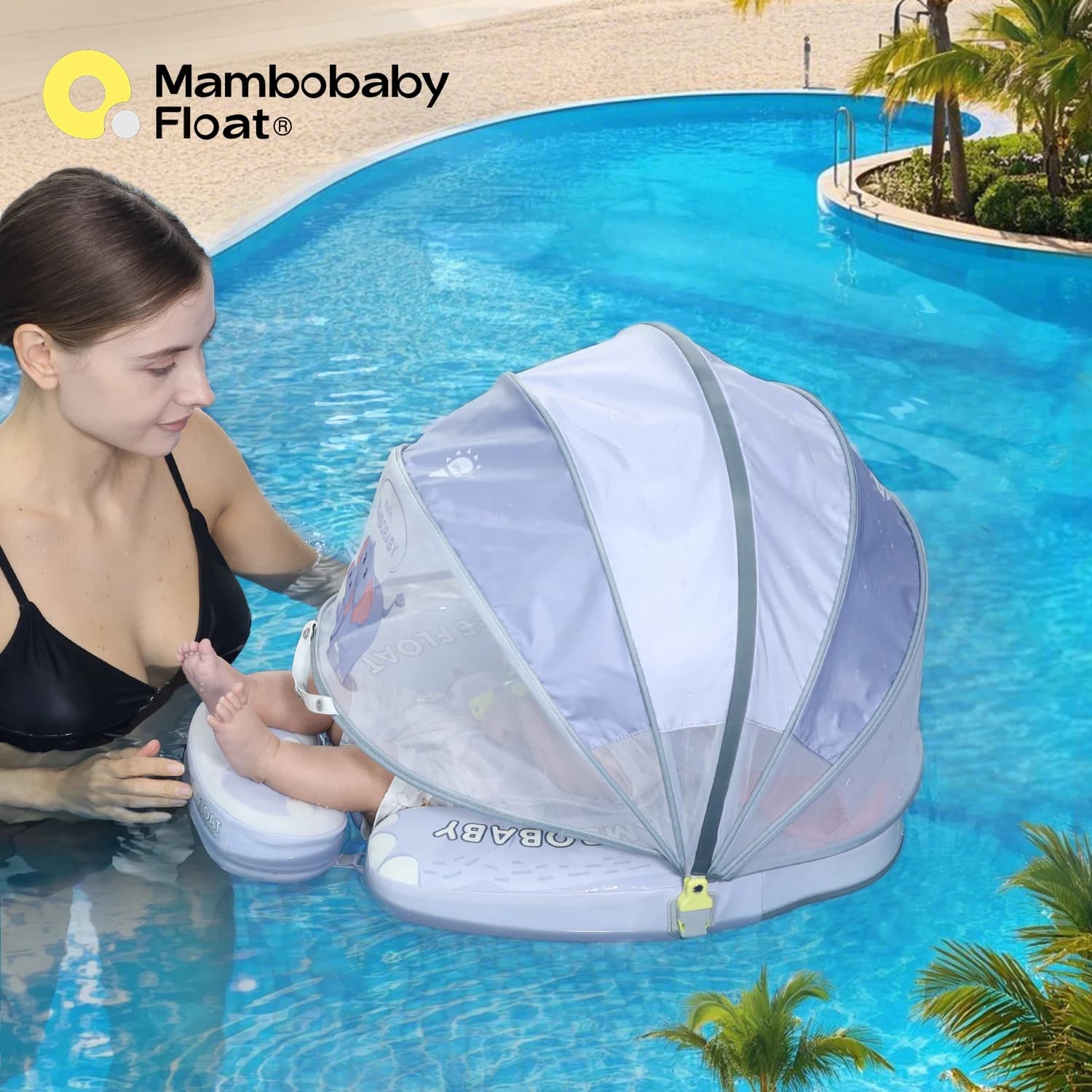 Mambobaby Float: Salvagente Trasformabile in Marsupio, Tecnologia di Sicurezza Ispirata al Salvagente, Anello Galleggiante per Neonati e Bambini, Ciambella Galleggiante per Piscina