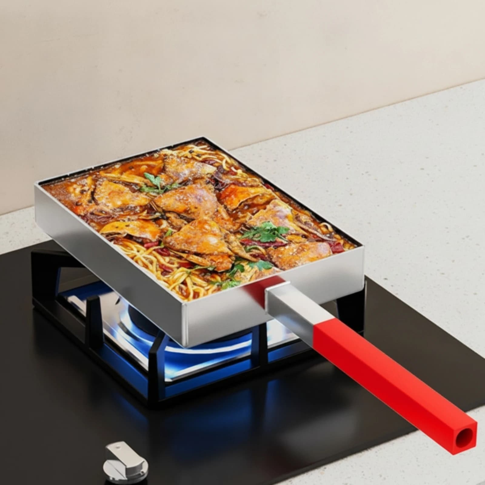 Square Griddle Pan Uncoated Square Griddle Flat Skillet Even-Heating Cookware Easy-to-Clean for Home Cooks, Stovetop Grilling