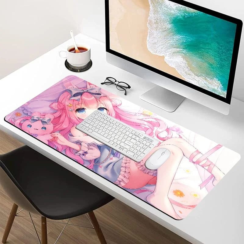 VIKAMA Sweet Lolita Anime Mouse Pad Anti-slip Rubber Bottom Large Gaming Mat for Student Office Notebook Desktop Decor