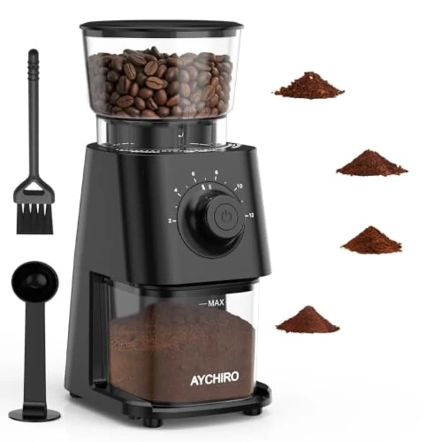 Macinacaffè Elettrico per Uso Domestico con 30 Impostazioni di Macinatura - Capacità 12 Tazze per Espresso, Drip e Americano