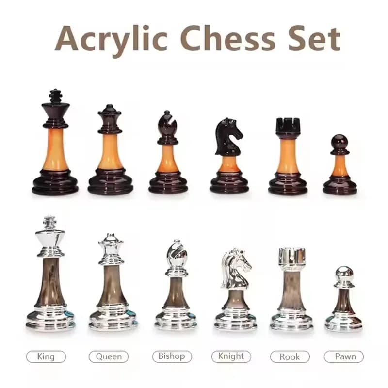 【CHIMU HOME】 Solid Wood Folding Modern Vintage European King International Chess Set with Acrylic Board for Beginners