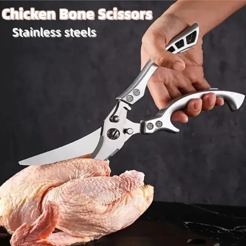Multifunctional Kitchen Scissors Chicken Bone Anatra Meat Fish Cutting knife Stainless steel resistant food scissors Essentials