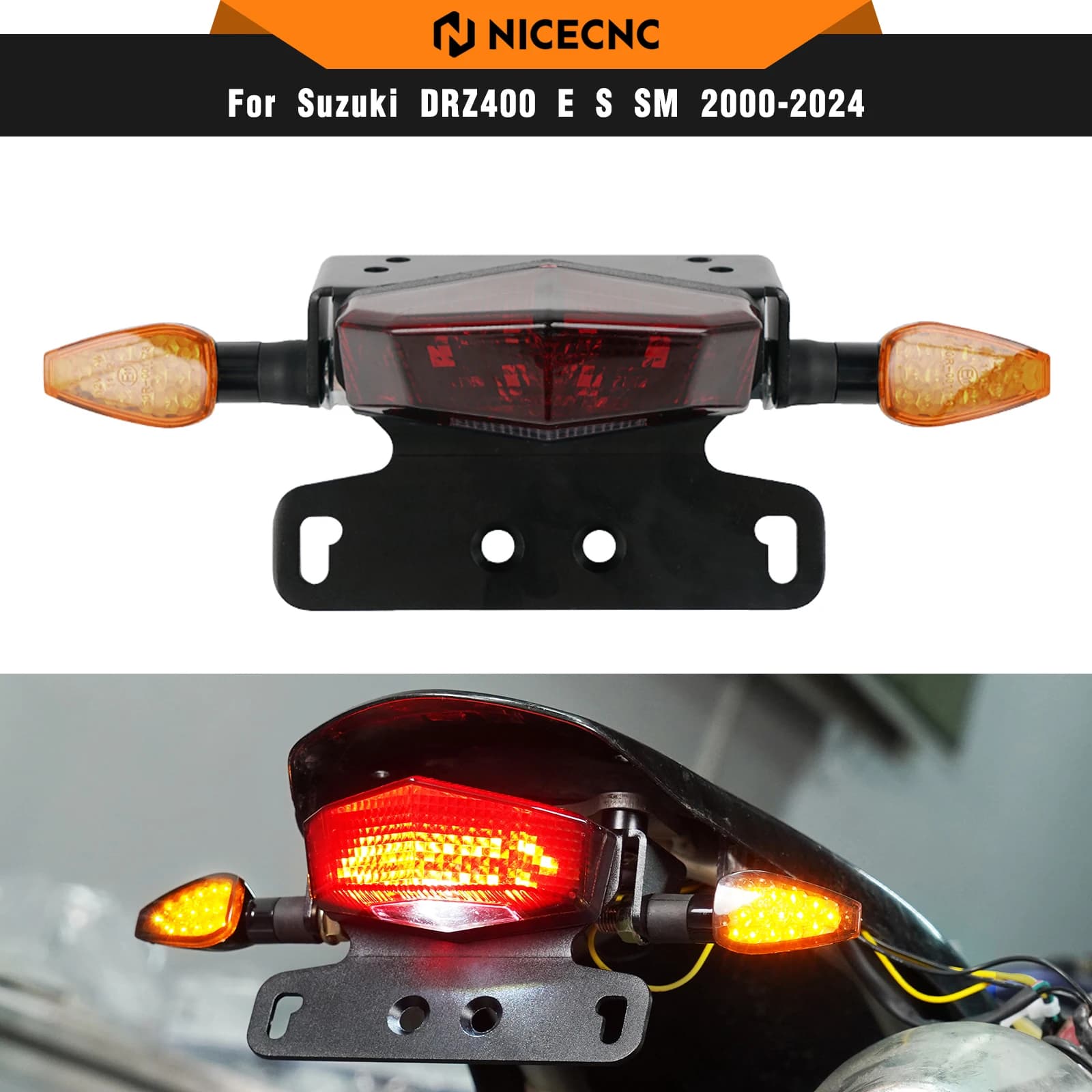 Per Suzuki DRZ400S DR-Z 400S 2000-2024 DRZ400SM DR-Z 400SM 2005-2024 Targa Del Motociclo Luce Freno Posteriore Segnale di Girata