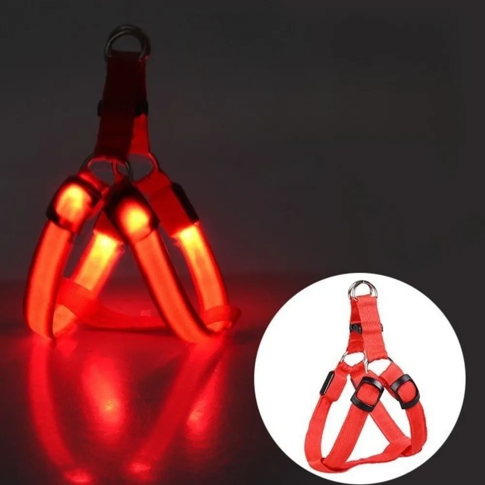 Pettorina per Cani LED Luminosa e Resistente, Regolabile e Ricaricabile, Imbracatura Morbida Lampeggiante per la Sicurezza degli Animali Domestici